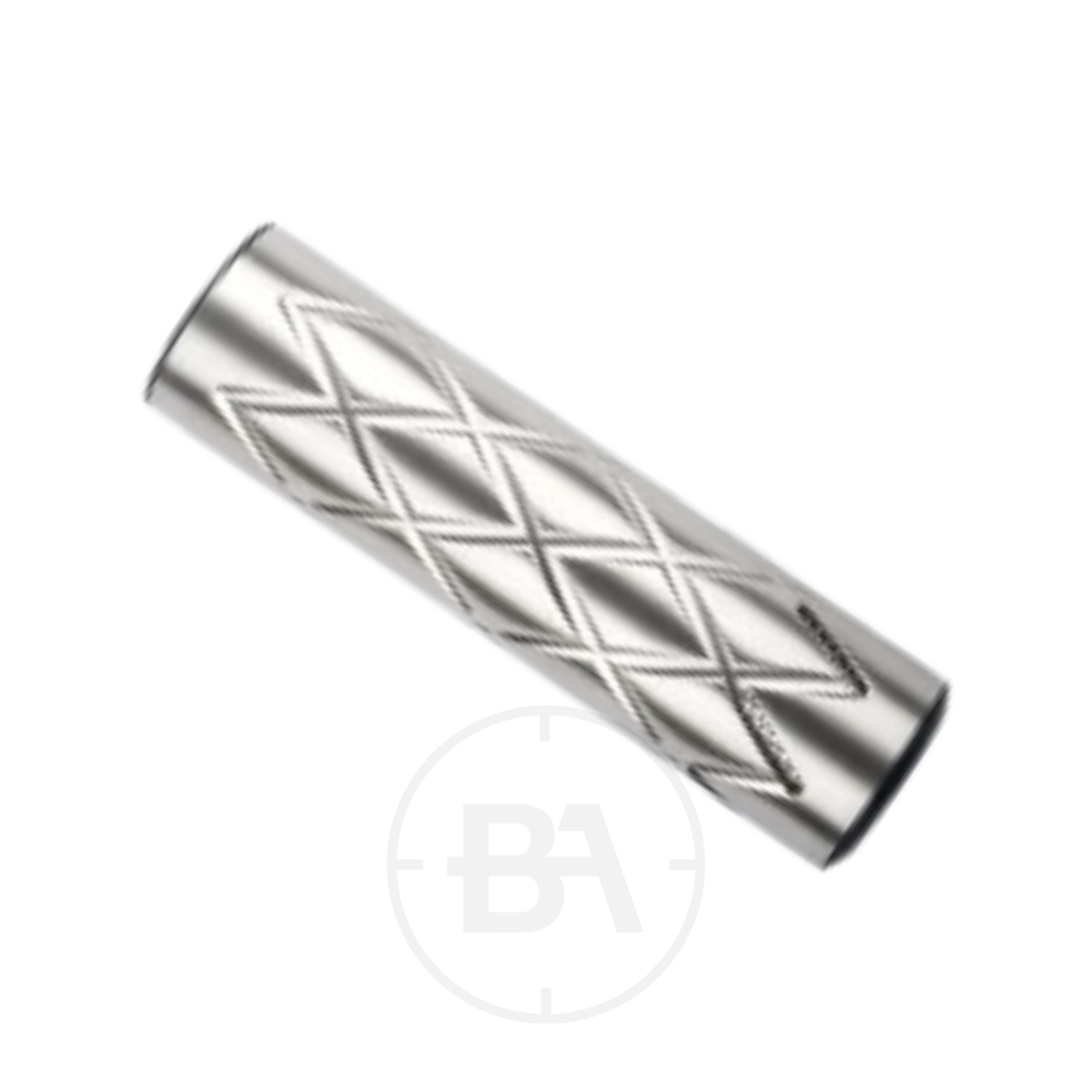 0dB 110mm 1/2" UNF Silencer 2 A 1/2" UNF silencer in a cylindrical metal form with a diamond-patterned engraved surface, shown on a white background.