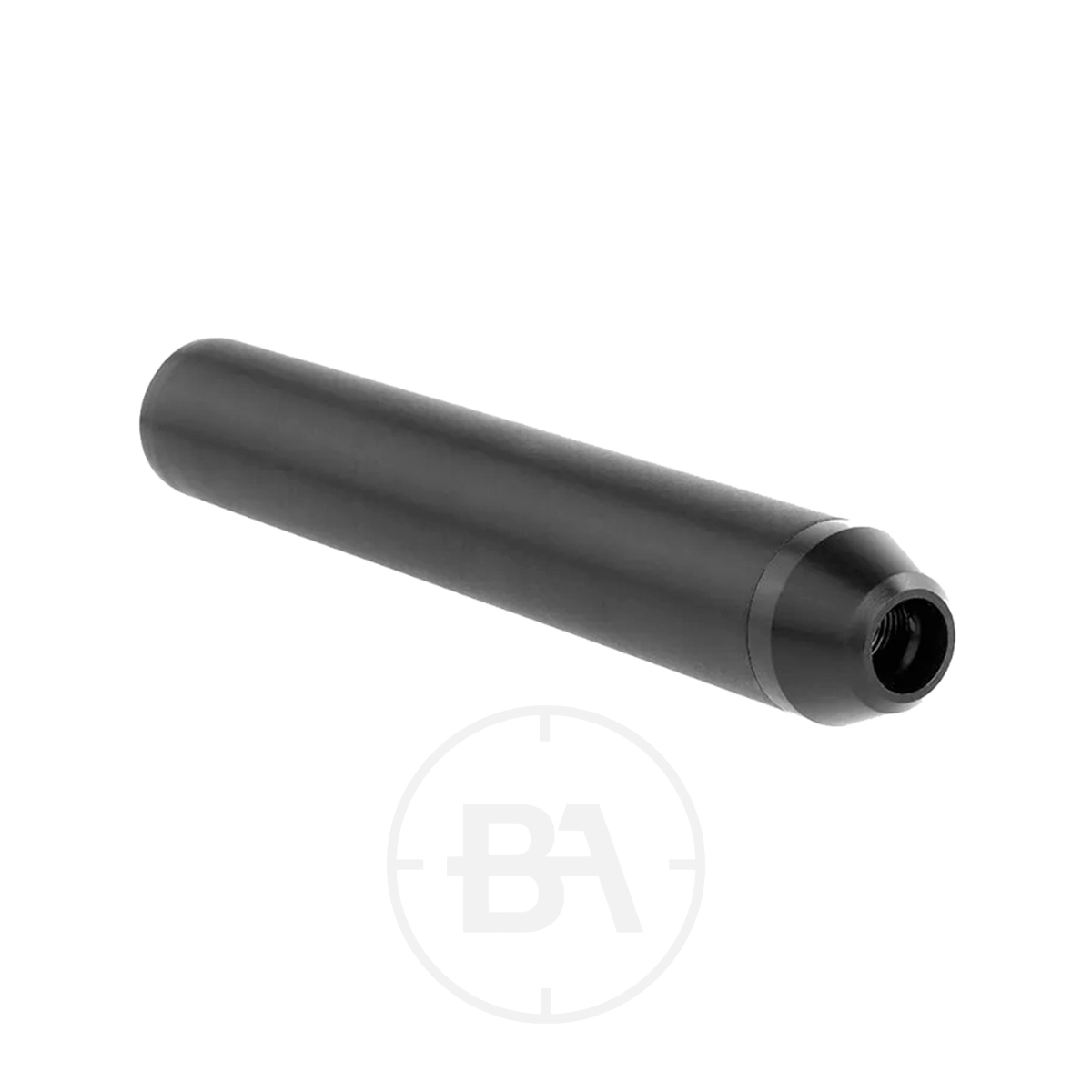 1/2" UNF Airgun Silencer 2 The 1/2" UNF Airgun Silencer is a cylindrical black metal accessory shown against a plain white background.