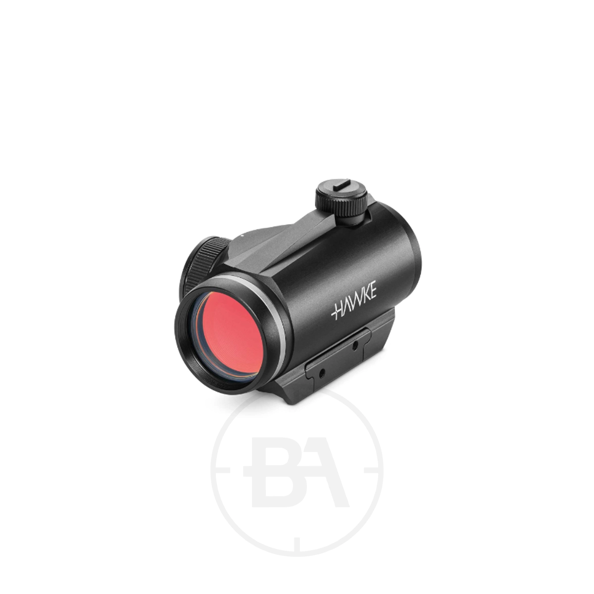 Hawke Vantage 1x30 Red Dot With Mounts 1 The Hawke Vantage Red Dot 1x30 With Picatinny / Weaver Mounts, featuring adjustment dials, is shown against a white background.