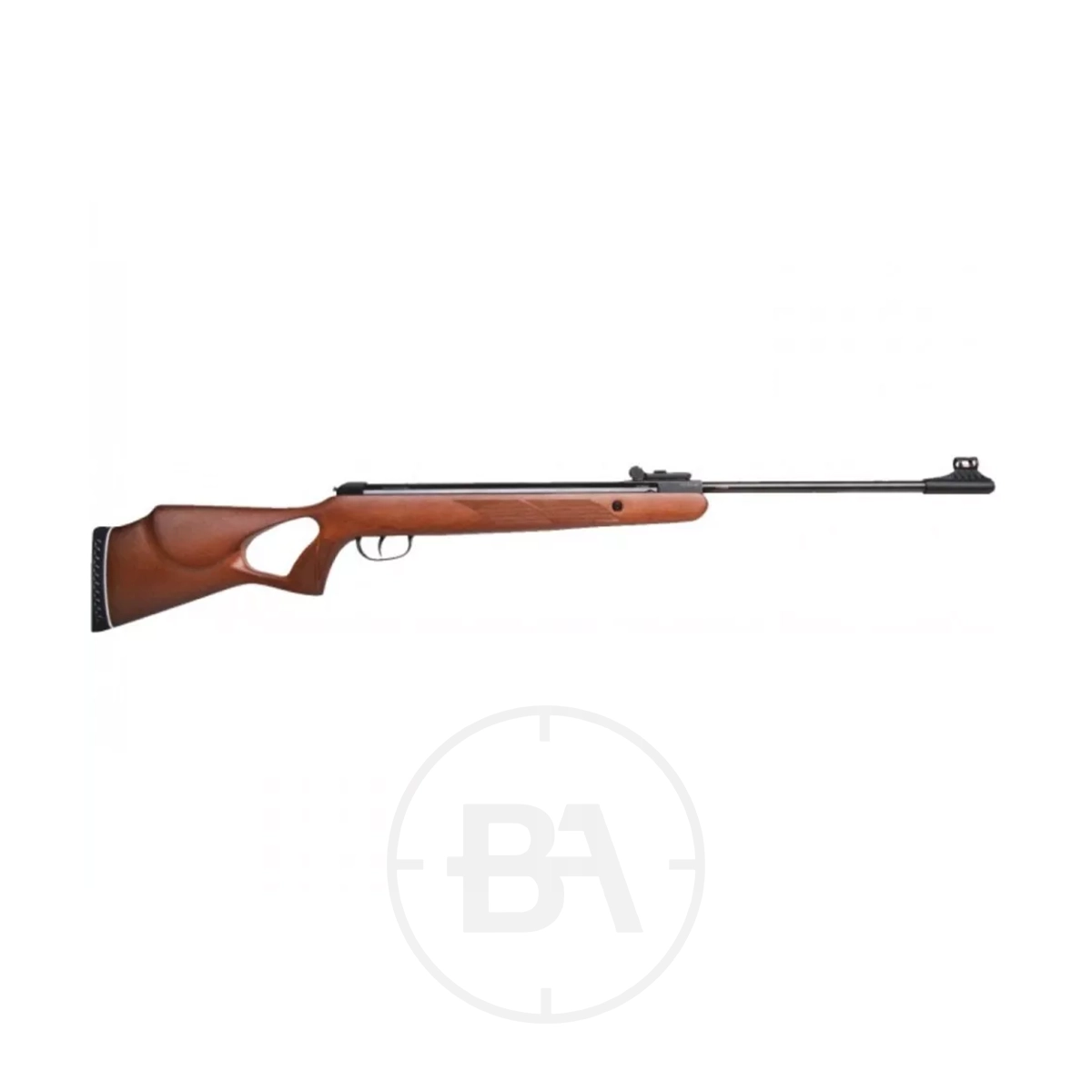 Diana Two-Fifty Spring Air Rifle 1 The Diana Two-Fifty Spring Air Rifle features a wooden stock and an elongated barrel, shown from the side against a plain white background.