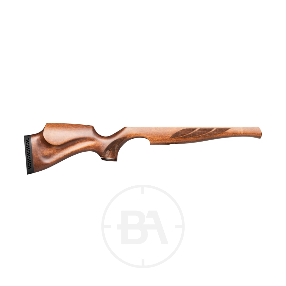 Air Arms Superlite Traditional Brown Stock 1 The Air Arms Superlite Traditional Brown Stock is designed for Air Arms rifles, offering an ergonomic shape and textured grip, displayed against a plain white background.