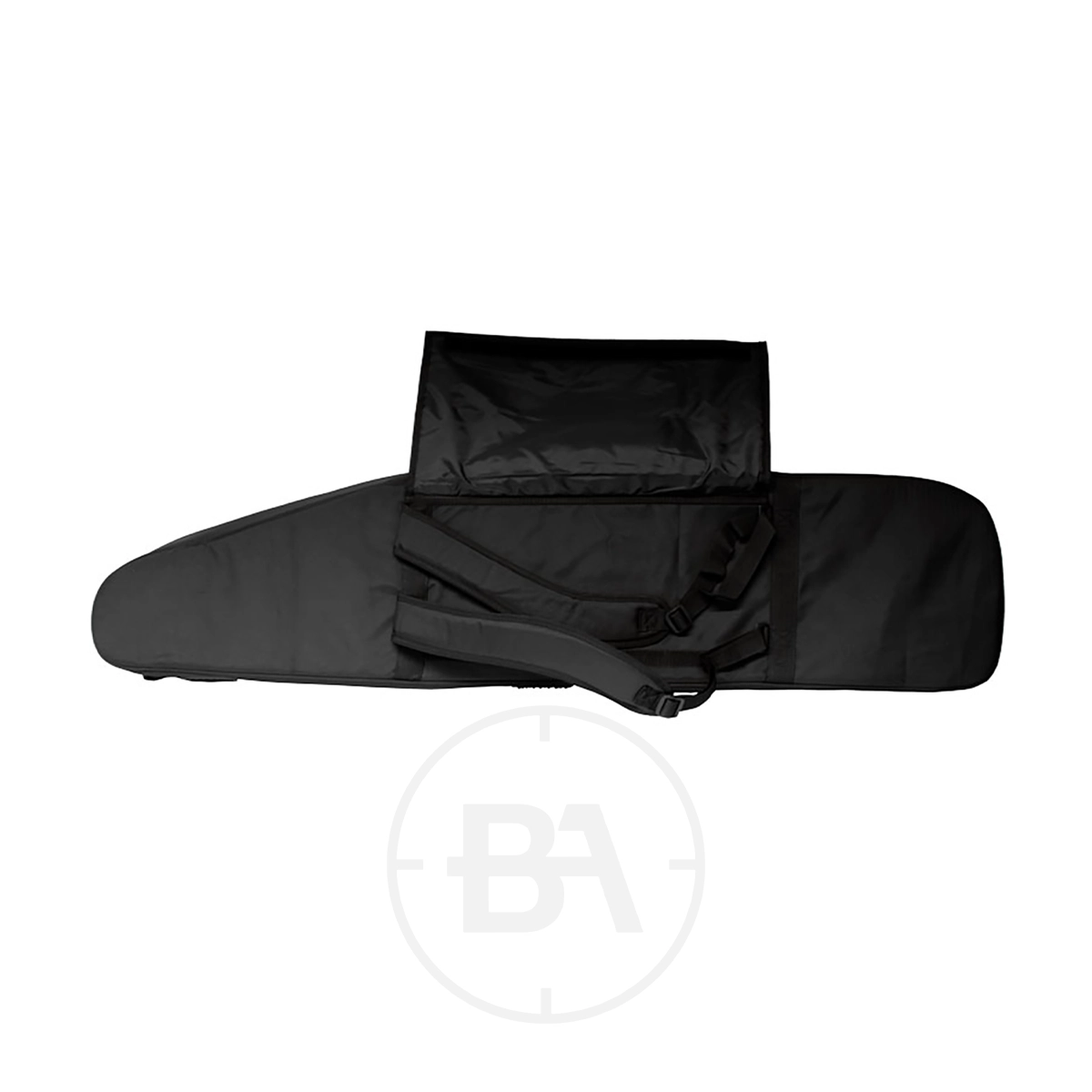 Gehmann Backpack Rifle Case 3 Black padded Gehmann Backpack Rifle Case for musical instruments featuring backpack-style straps and a rectangular pocket, known for its durable design.