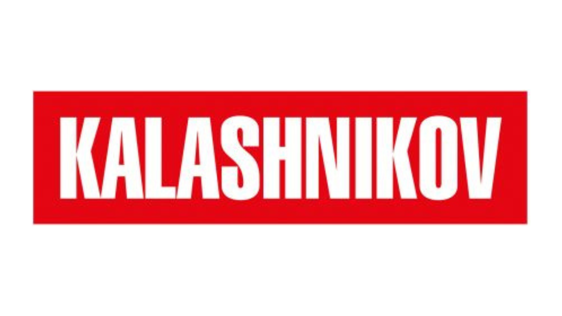 Kalashnikov AK47 C02 BB Air Rifle 2 Red rectangular logo with the word "KALASHNIKOV" in bold, white, all-capital letters centred inside.