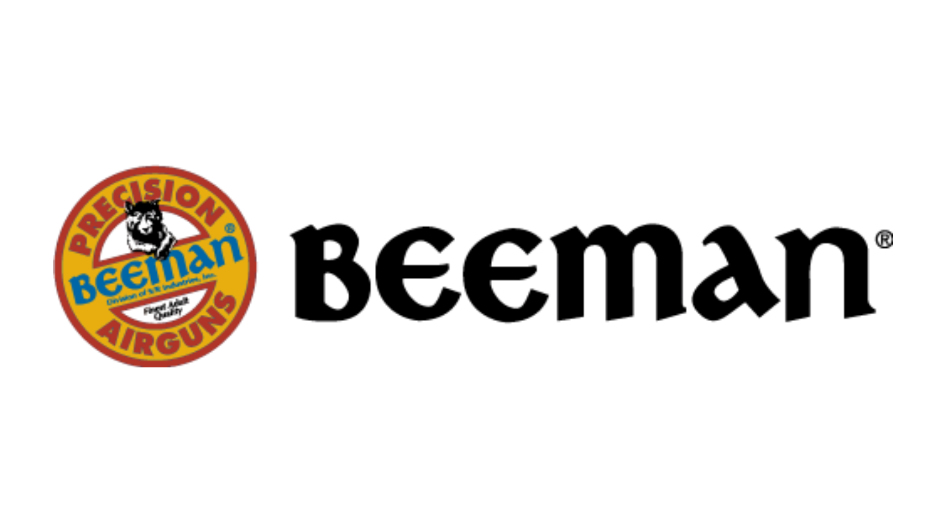 Beeman 1085 Multishot C02 Air Rifle 2 Beeman logo featuring a circular emblem with "Precision Airguns" and a black silhouette, and the word "Beeman" in bold black letters.