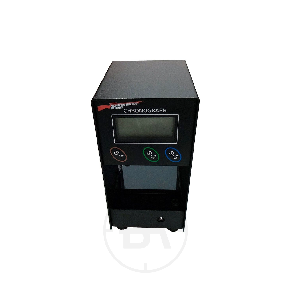 Gehmann 173 Airgun Chronograph 1 The Gehmann 173 Airgun Chronograph is a black, rectangular device featuring a digital display and three colored front buttons, perfect for airgun measurement and compatible with accessories like the Gehmann 173.