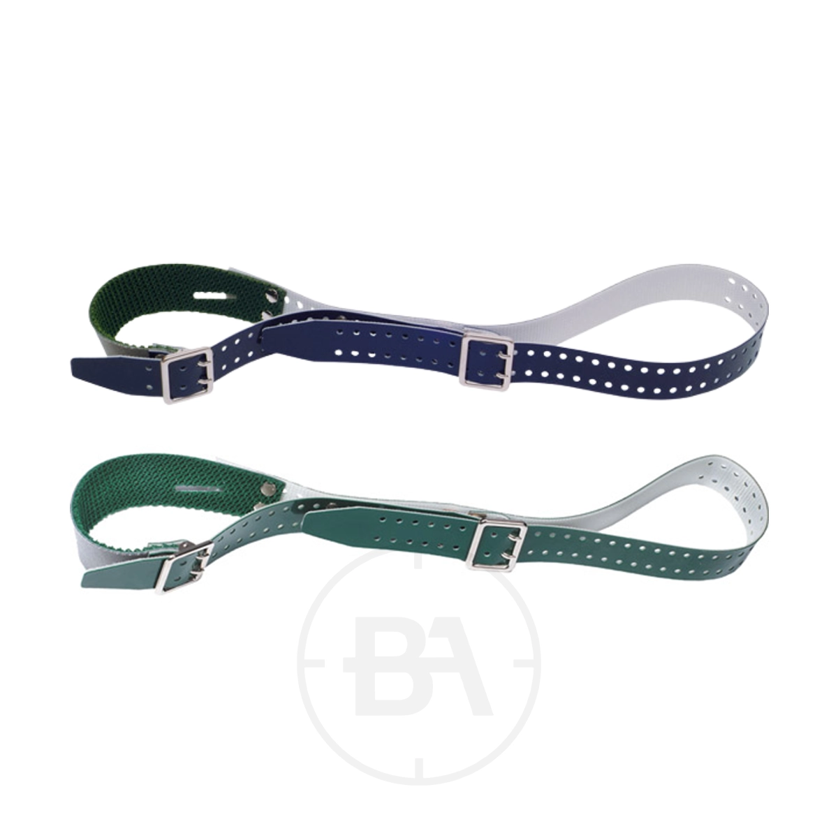 Gehmann Micro-Adjustable Artificial Sling 1 The Gehmann Micro-Adjustable Artificial Sling features two adjustable straps—one blue, one green—with buckles, holes for easy adjustment, and woven sections, making it ideal as a micro-adjustable or artificial sling for various uses.