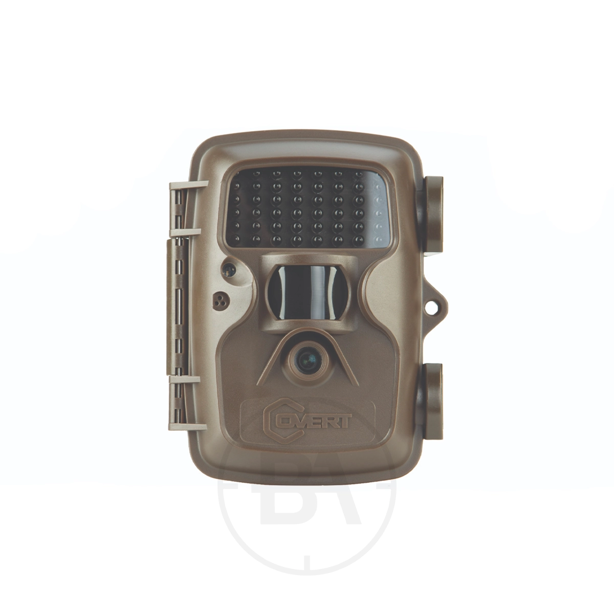 Covert MP30 Trail Camera 1 A brown Covert MP30 Trail Camera featuring a central lens, infrared sensor array, and "Covert" branding on the front, displayed against a plain white background.