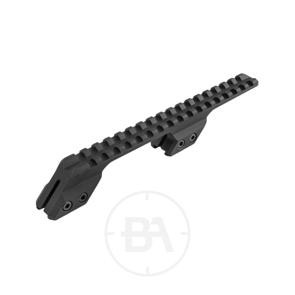 Daystate RACE Rail Scope Intermount 1 The Daystate RACE Rail Scope Intermount is a black, angled Picatinny mount with two Daystate attachment points and multiple top slots, shown on a white background.