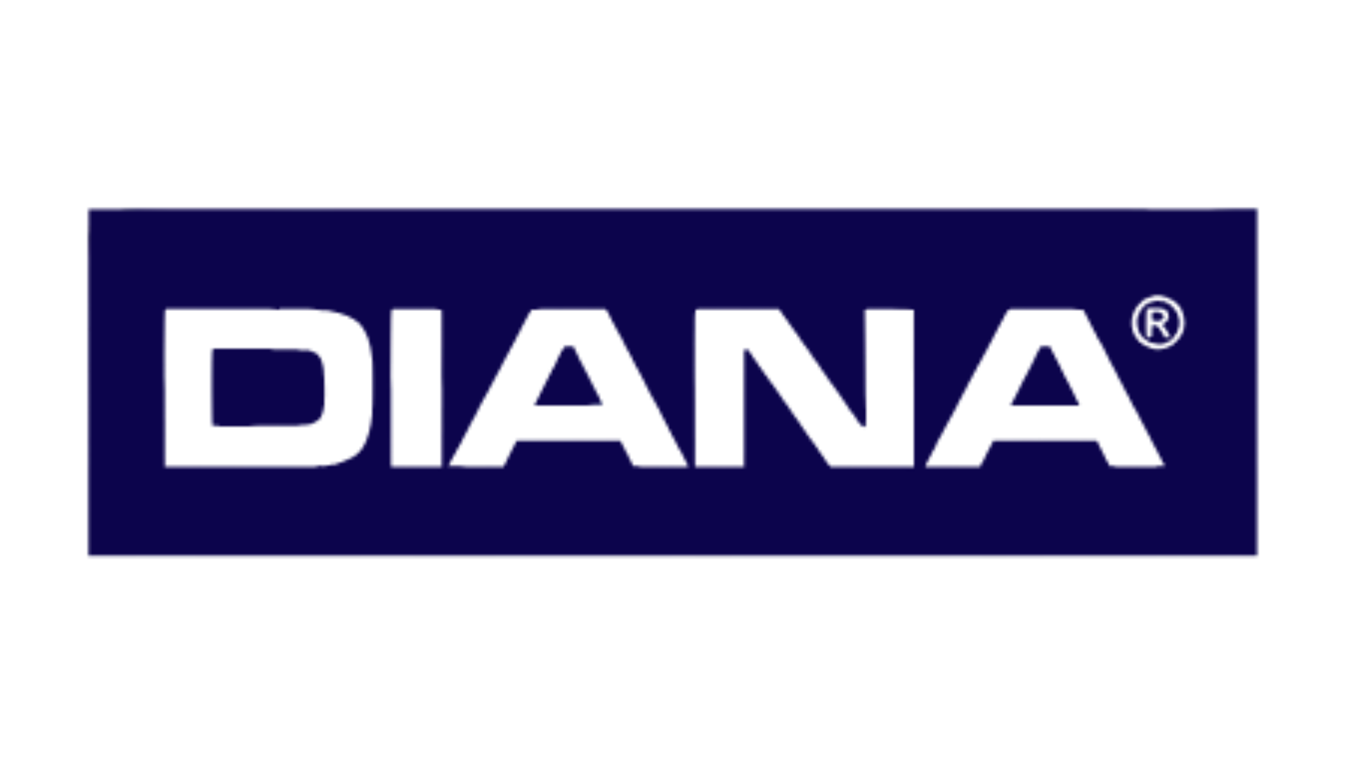 The image shows the word "DIANA" in bold, black uppercase letters centered on a dark blue rectangular background.