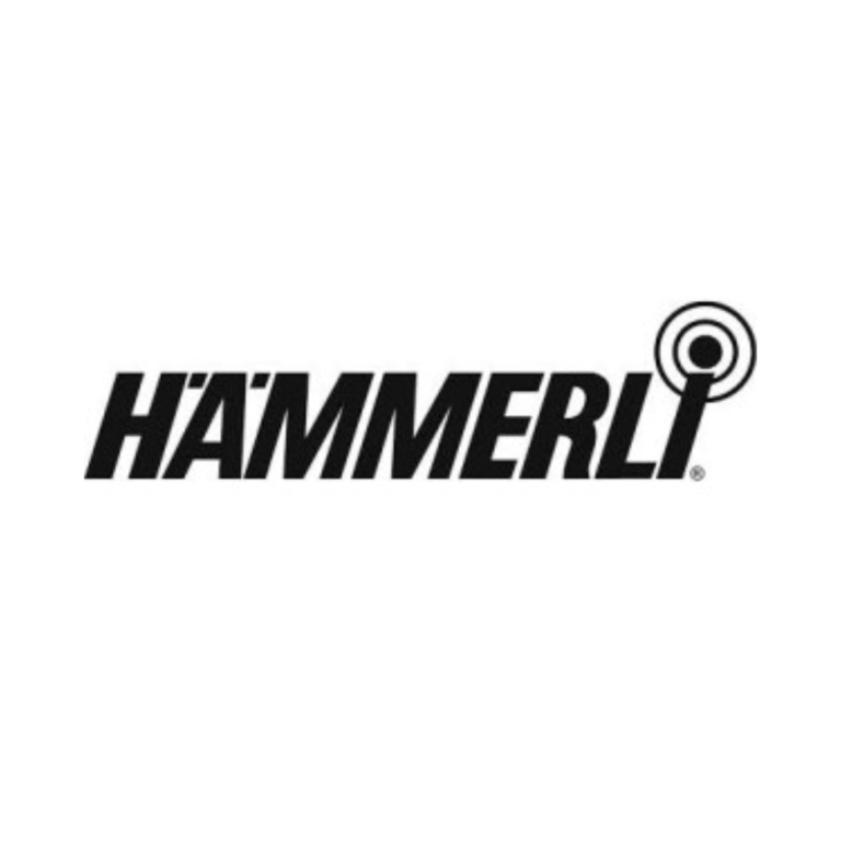 Hämmerli logo in black text with umlauts over the letter "A" and a bullseye target design incorporated into the letter "I" on a white background.