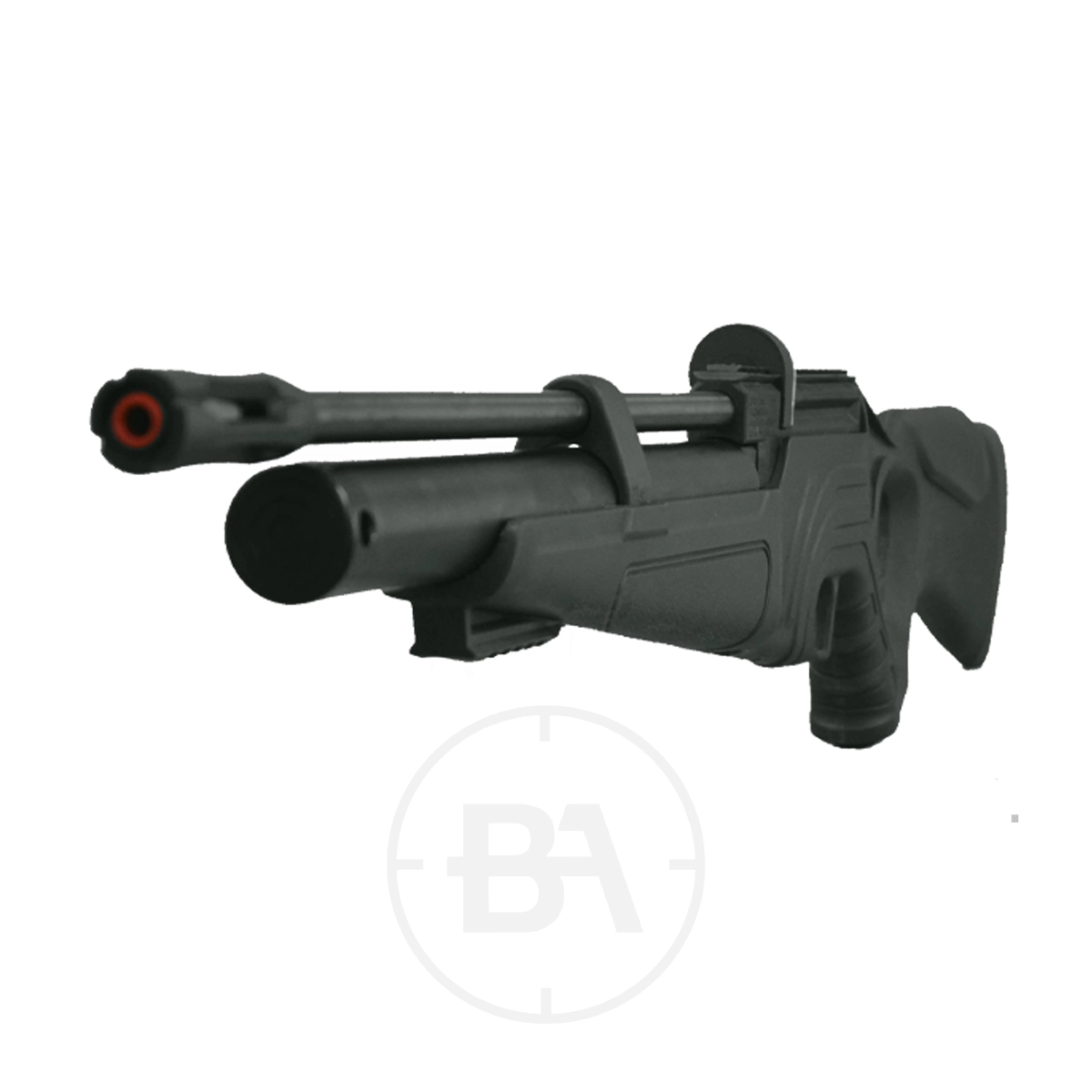 Hatsan Flash 101 PCP Air Rifle 5 The Hatsan Flash 101 PCP air rifle, featuring a visible orange tip, is shown from the front left side against a white background.