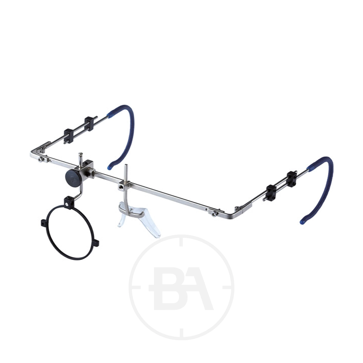 Gehmann 300 & 300P Shooting Frames With Lens Holder & Hard Case 1 Gehmann Frames With Lens Holder present a metal headgear frame incorporating adjustable arms and ear supports, complete with a circular lens holder.