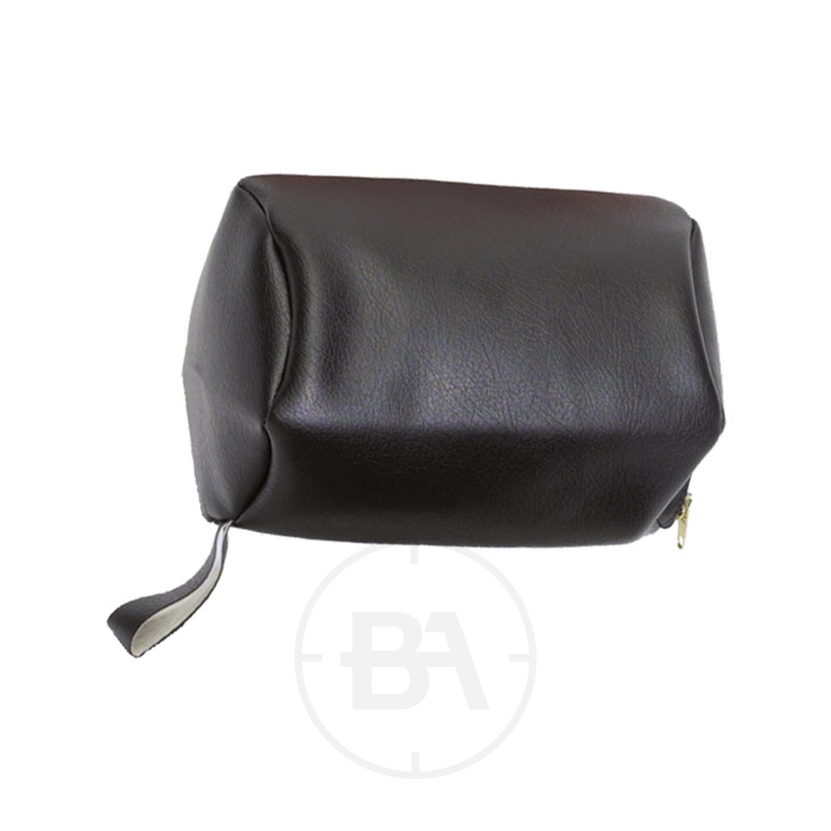 Gehmann Vistram Kneeling Roll 1 A rectangular black leather pouch with a zipper and a small side handle, shown against a white background—perfect for carrying your Gehmann Vistram Kneeling Roll or other shooting accessories.