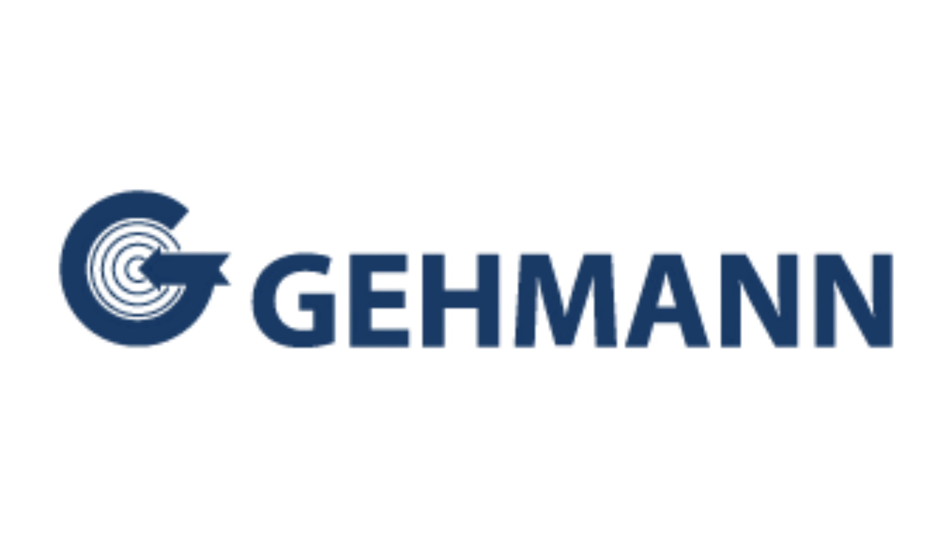 The image shows the GEHMANN logo with a stylized blue target graphic to the left of the bold blue text "GEHMANN" on a transparent background.