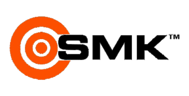 Logo featuring three concentric orange circles to the left of the bold black letters "SMK" with a trademark symbol.