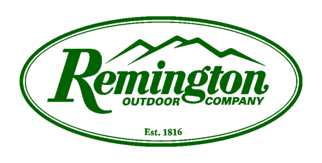 Green logo of Remington Outdoor Company with stylized mountain graphic, large "Remington" text, and "Est. 1816" at the bottom inside an oval border.