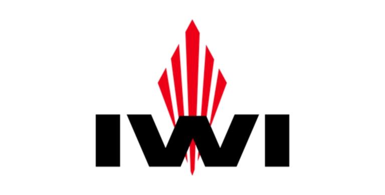 A symmetrical red geometric symbol with five upward-pointing arrow-like shapes on a black background.