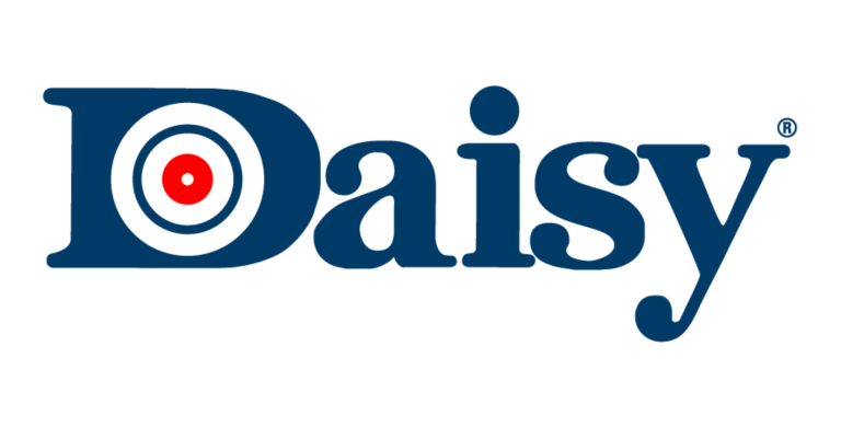 The word "Daisy" in blue text, with the letter "D" stylized as a target featuring concentric circles and a red bullseye in the center.