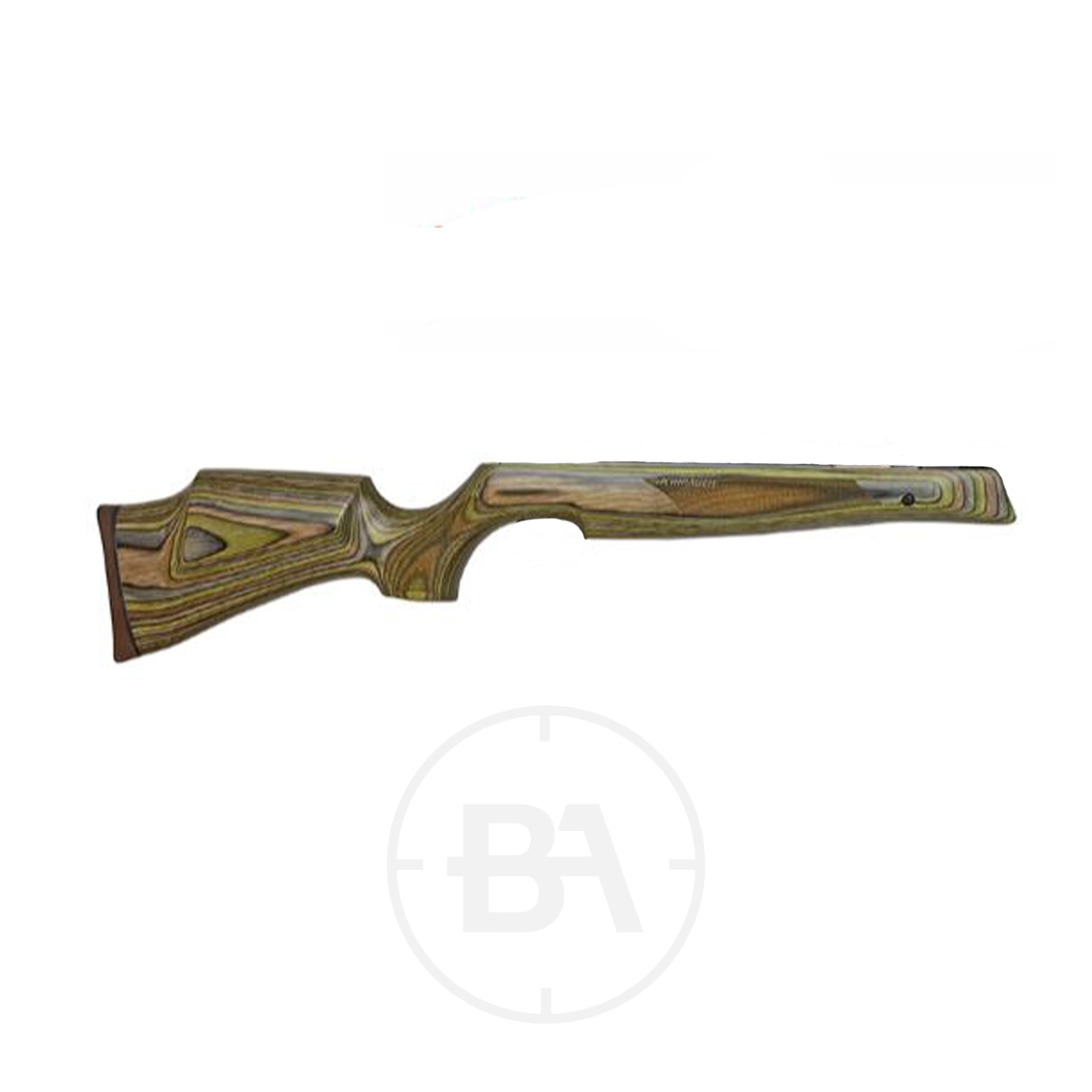 Weihrauch Carbine Sporter Green Laminate Stock - HW77 / HW97 1 The Weihrauch Carbine Sporter Green Laminate Stock for HW77/HW97 features a thumbhole grip and laminated finish, shown on a white background.