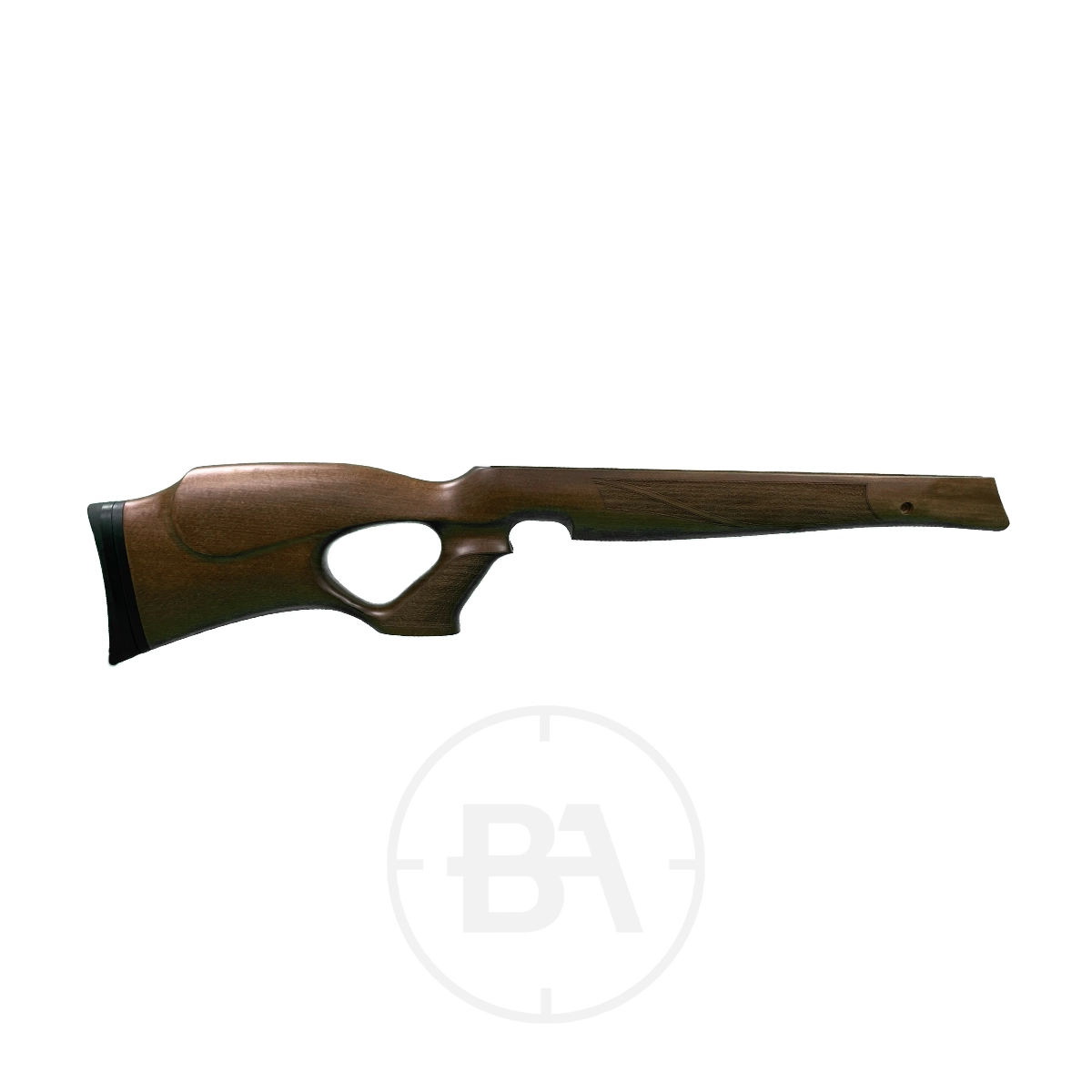 Weihrauch HW97 / HW77 Beech Carbine Thumbhole Stock 1 The Weihrauch Carbine Thumbhole Beech Stock - HW97 / HW77 is displayed against a white background, showcasing its ergonomic design and quality craftsmanship.