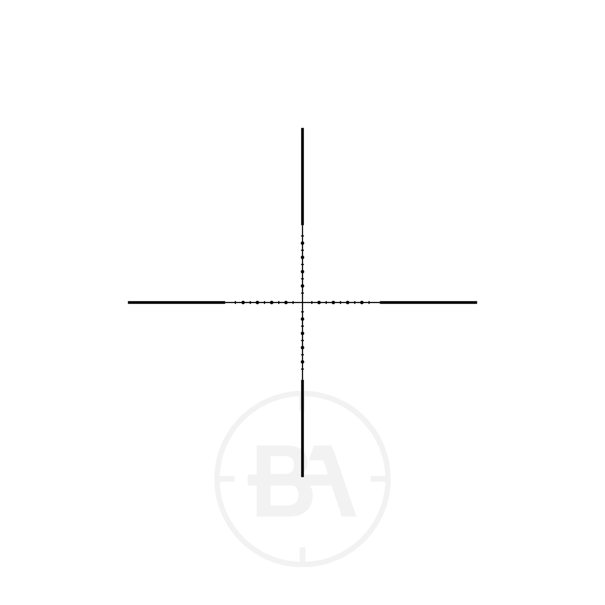 Hawke Vantage SF 4-16x44 Half Mil Dot Rifle Scope 2 Centred black crosshair on white background with small tick marks along each axis—similar to a Hawke Vantage SF 3-12x44 Half Mil Dot Rifle Scope. Faint "BA" watermark appears near the bottom centre.