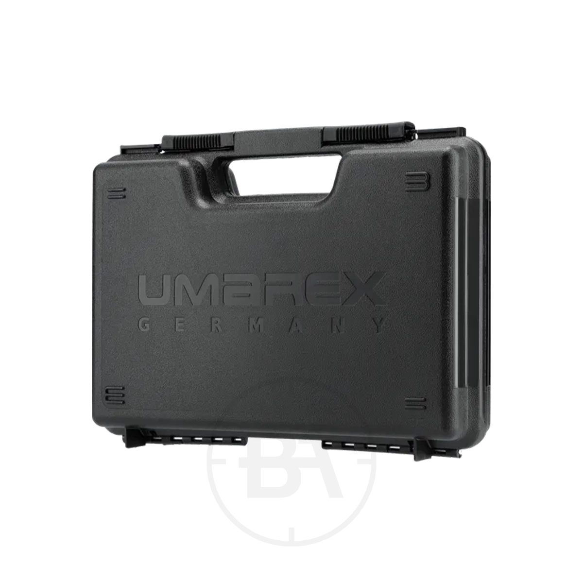 Beretta M92 FS CO2 Pistol With Hard Case 13 A black hard plastic case with a handle and secure catches, featuring “UMAREX GERMANY” embossed on the front—perfect for safely storing your Beretta MOD. 92 FS CO2 Pistol or other Beretta airguns.