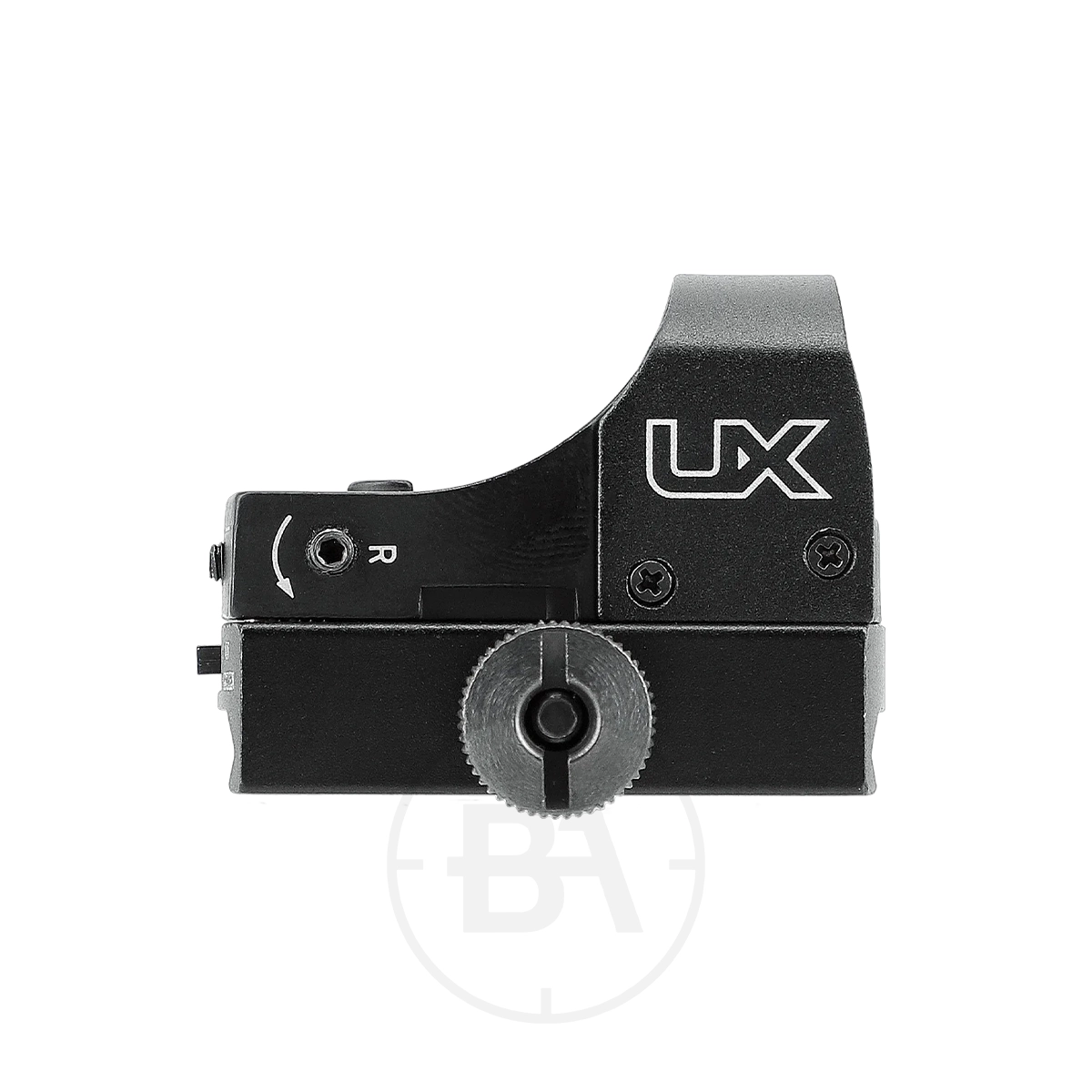 Umarex UX NP 3 MOA Nano Point Sight 11 The Umarex UX NP 3 Nano Point Sight reflex optic, featuring "UX" branding, adjustment dial, and visible side screws, is shown against a white background.