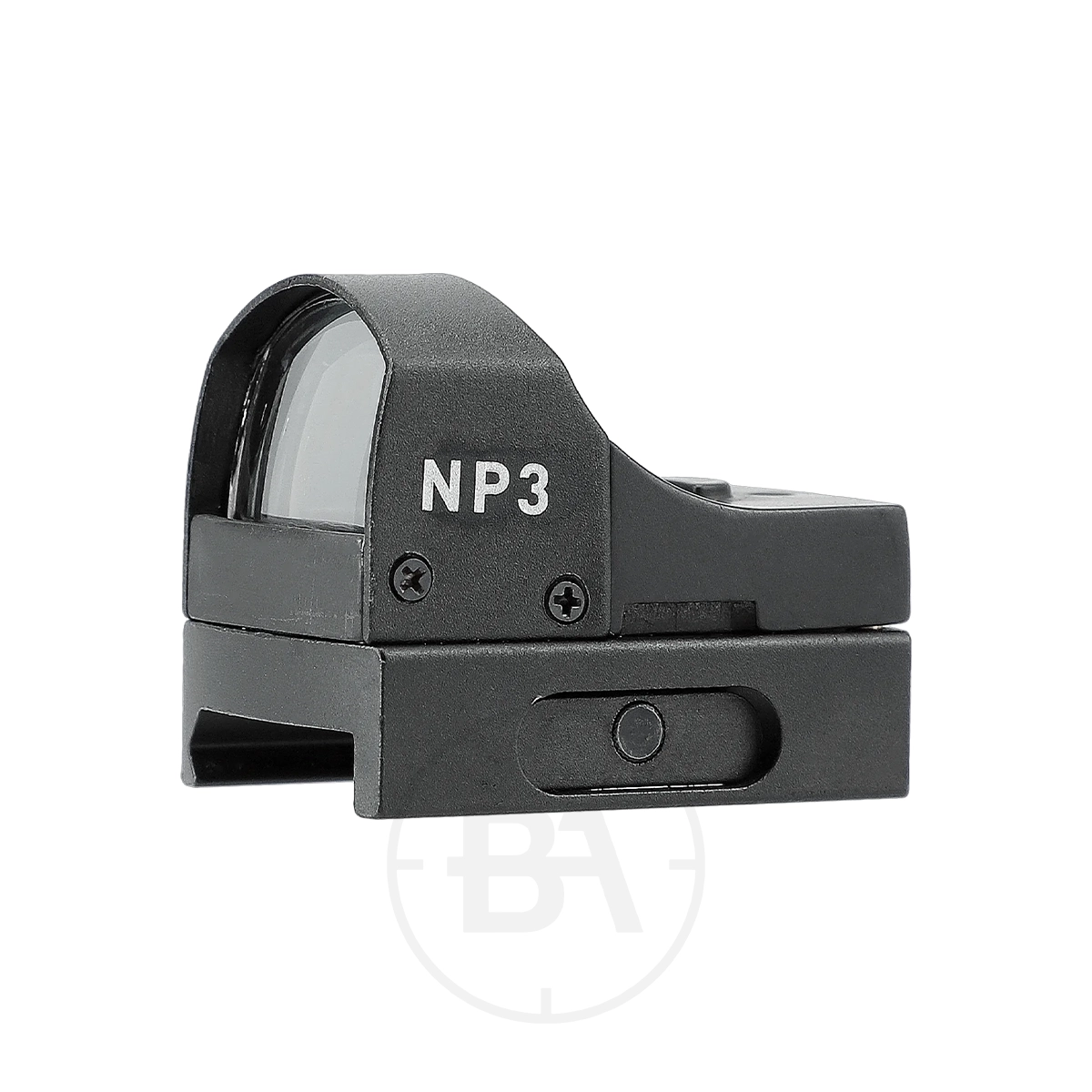 Umarex UX NP 3 MOA Nano Point Sight 7 The Umarex UX NP 3 Nano Point Sight is a compact black reflex sight with a rectangular lens and mounting base, shown on a white background—perfect for rapid target acquisition.