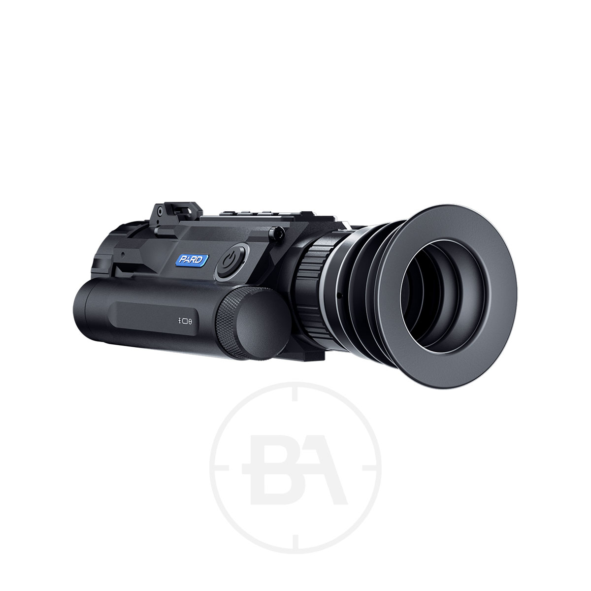 PARD Ocelot 256 Thermal Imaging Scope 2 The PARD Ocelot 256 Thermal Imaging Scope in black features a ribbed eyepiece, adjustment knobs, and control buttons, displayed on a plain white background.