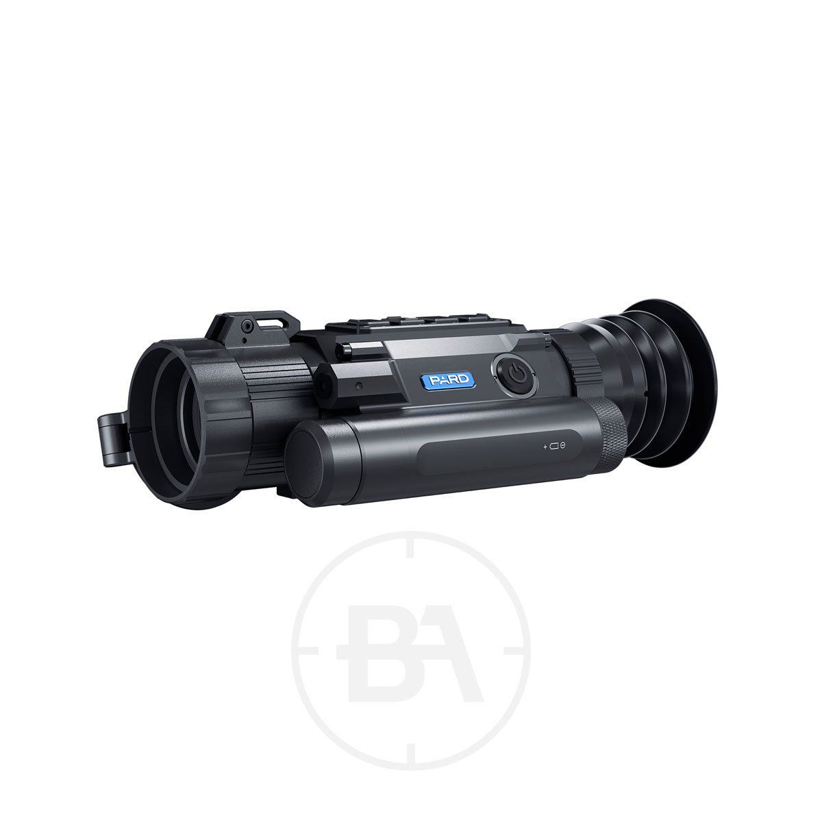 PARD Ocelot 256 Thermal Imaging Scope 1 The PARD Ocelot 256 Thermal Imaging Scope, in black, features buttons, dials, a lens on one end, and an eyepiece on the other, shown against a plain white background.