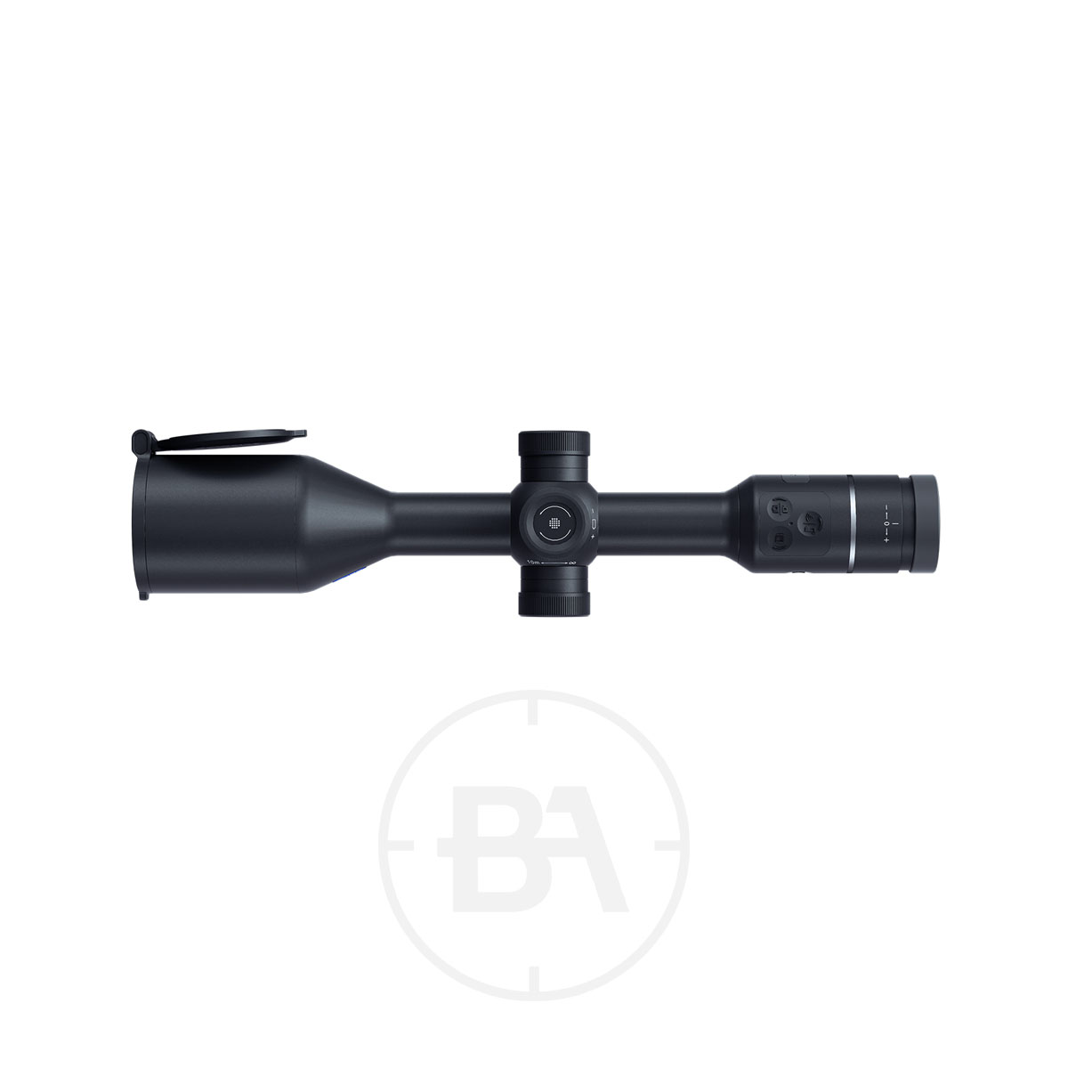 PARD Pantera eX 640 Thermal Imaging Scope 3 The PARD Pantera eX 640 Thermal Imaging Scope, shown in black with adjustment dials, a front flip-up lens cover, and a "BA" watermark on a white background, offers advanced thermal imaging features for precision targeting.