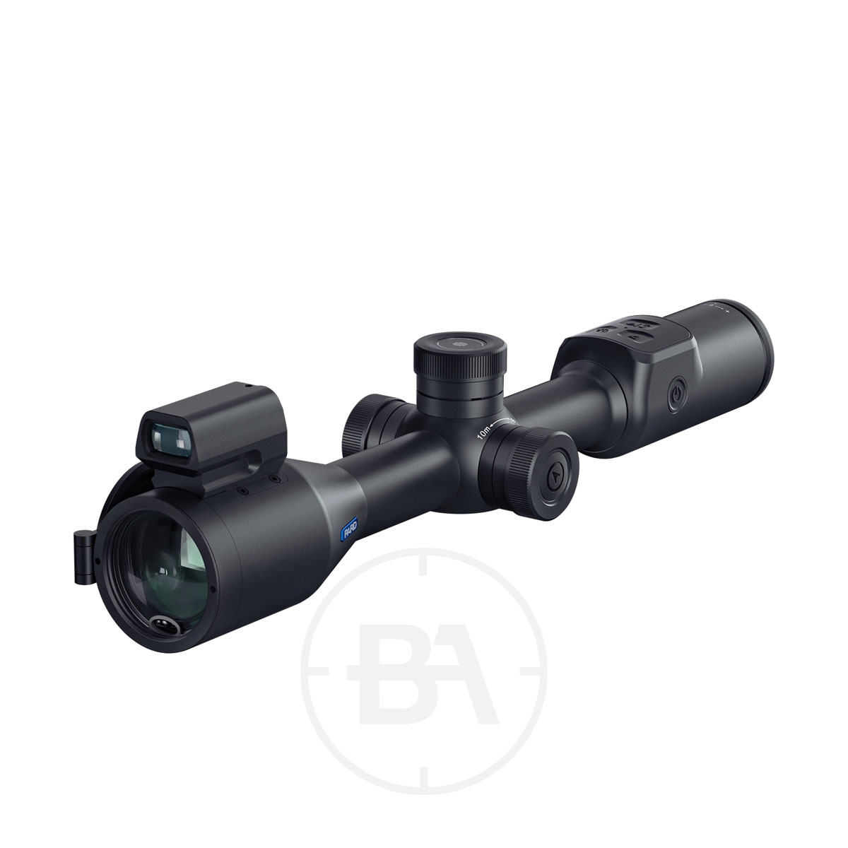 PARD Night Stalker 4K 2.0 Night Vision Scope 1 The PARD Night Stalker 4K 2.0 Night Vision Scope, featuring adjustment knobs and a compact digital display, rests on a white background with a subtle circular logo—ideal for enthusiasts seeking high-quality 4K night vision.