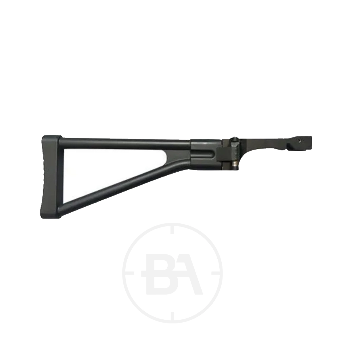 Snowpeak PP700 Folding Stock 1 The PP700 Folding Stock features a black metal triangular frame and hinge mechanism, shown against a white background.