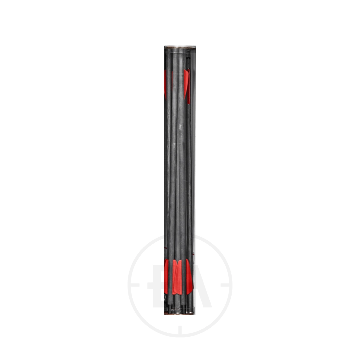 EK Archery R9 Pistol Bolts 15 Inch (x10) 3 A folded black and red tripod stand, perfect for EK Archery 15" R9 Crossbow Bolts, viewed from the front against a white background.