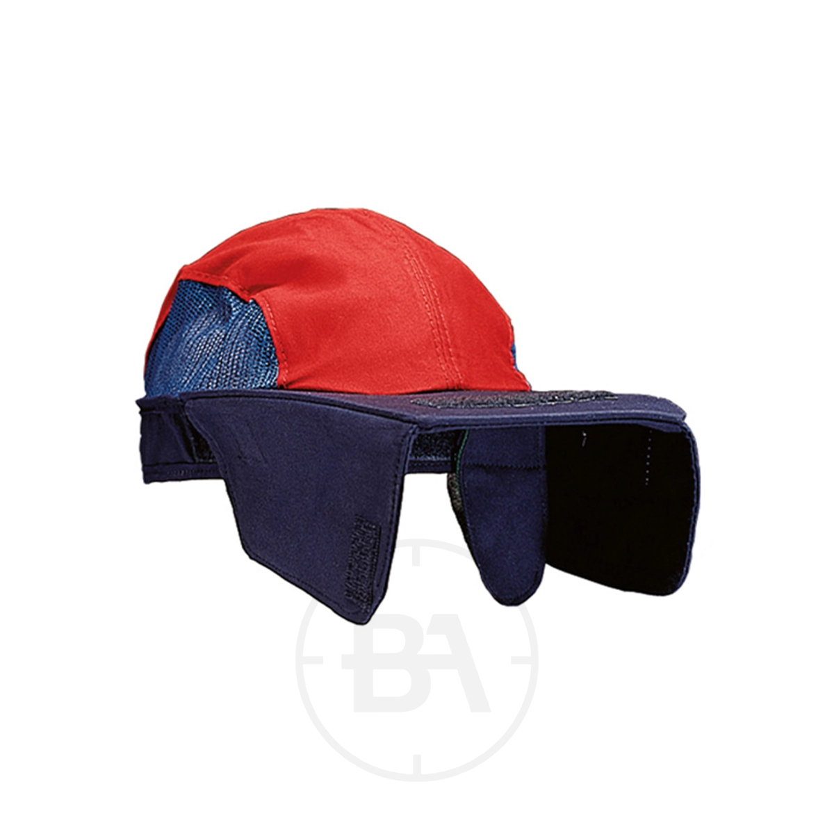 Gehmann Shooting Cap 1 The Gehmann Shooting Cap in red and navy features side and back neck flaps for sun protection—an essential shooting accessory.