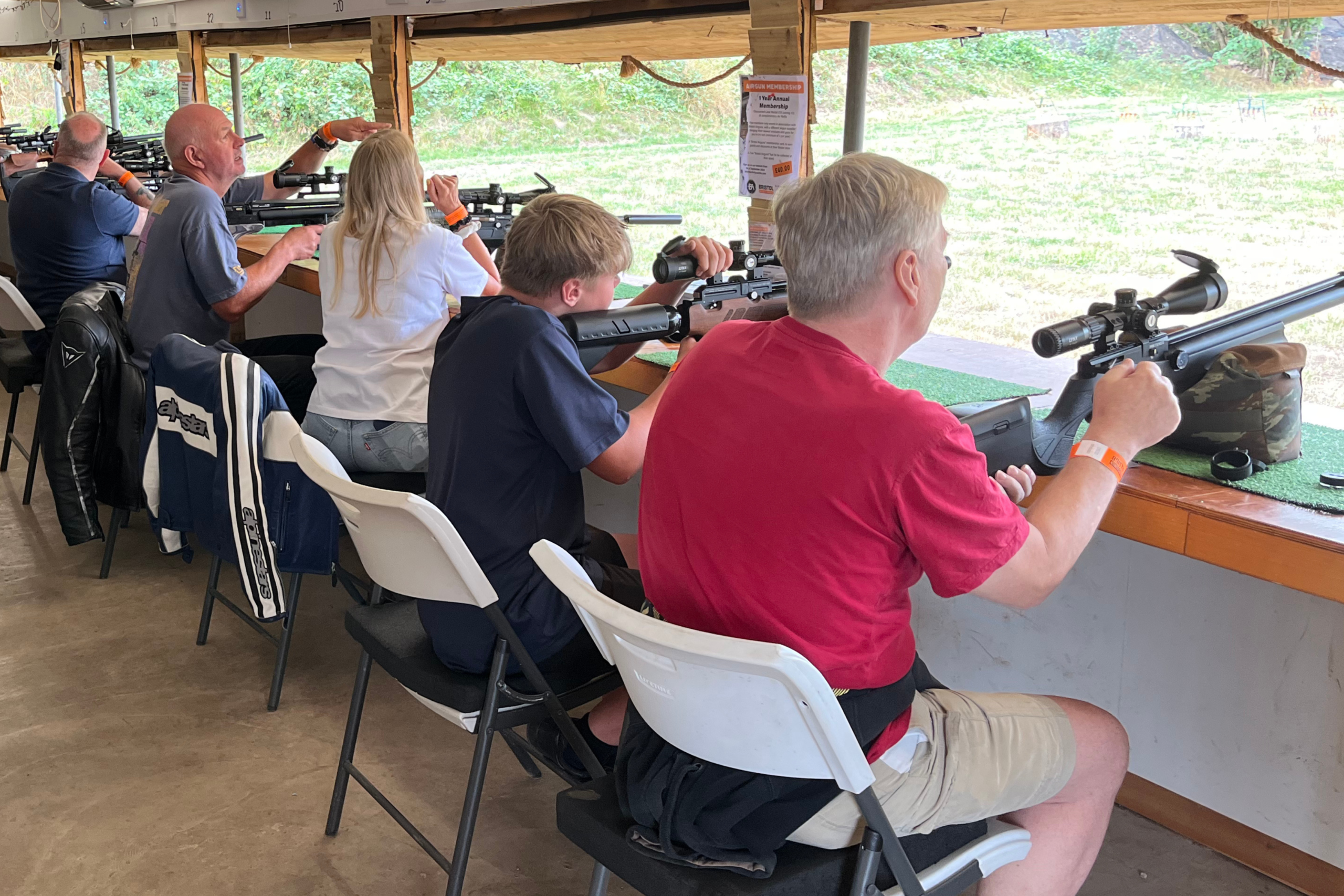 What Customers Actually Bought Last Year 1 People of various ages sit in a row at an indoor shooting range, aiming rifles at targets outside. Just as last year sales reflected changing buying behaviour, they concentrate on their targets from white chairs under a covered structure.