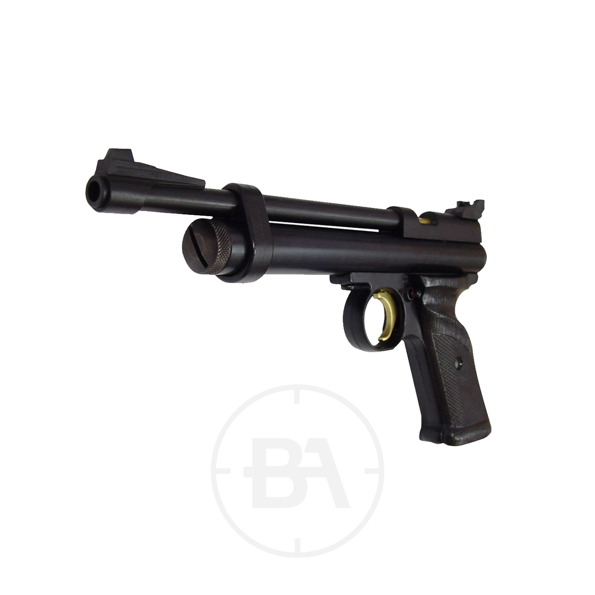 Crosman Ratbuster 2240 CO2 Pistol 3 The Crosman Ratbuster 2240 CO2 Pistol is a black air pistol featuring a textured grip and visible sights, shown on a plain white background.