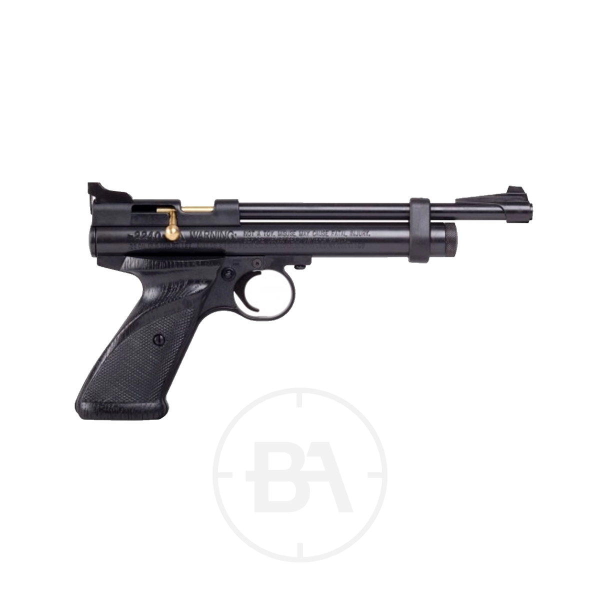 Crosman Ratbuster 2240 CO2 Pistol 5 Side view of a Crosman Ratbuster 2240 CO2 Pistol featuring a textured grip, exposed trigger, and metal barrel, set against a plain white background.