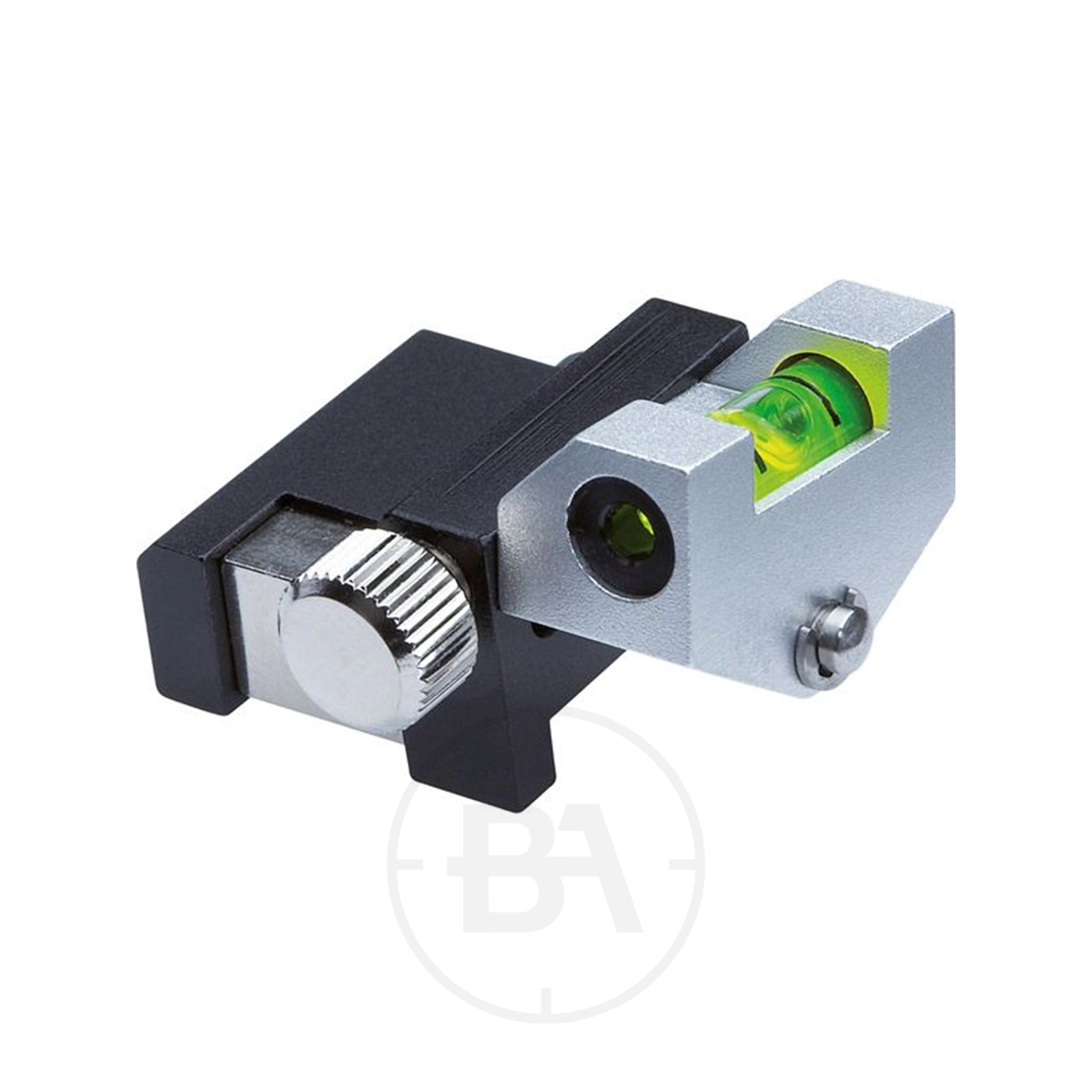 Gehmann Rearsight Spirit level 1 The Rearsight Spirit Level is a compact metal and plastic device with a bubble vial and adjustment screws, designed for precise alignment tasks like setting a rearsight accurately.