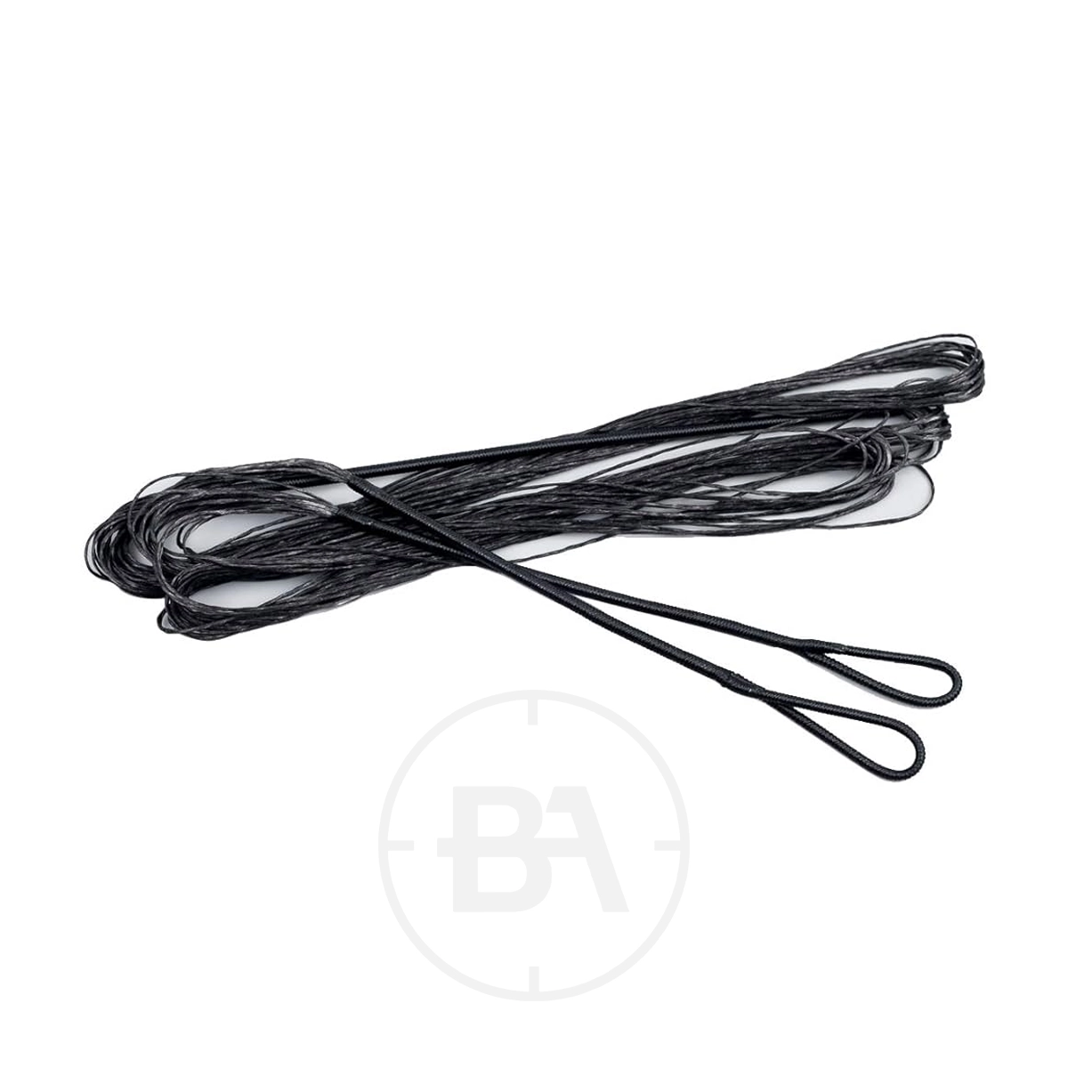 EK Archery Chameleon Recurve Replacement Cable 1 The EK Archery Chameleon Recurve Replacement Cable is a black synthetic cord with looped ends, designed specifically for the Chameleon Recurve, shown coiled on a white background.