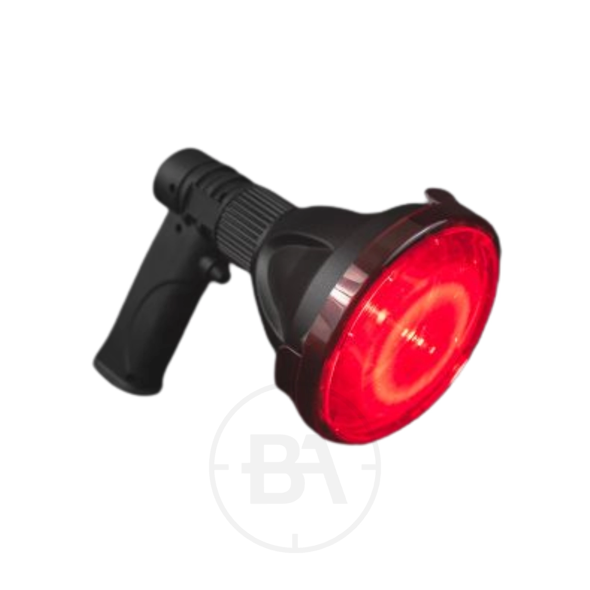 Richter Optik Trigger Lamp 2 The Richter Optik Trigger Lamp is a black handheld beacon with a large, round red lens and side grip handle, shown on a white background.