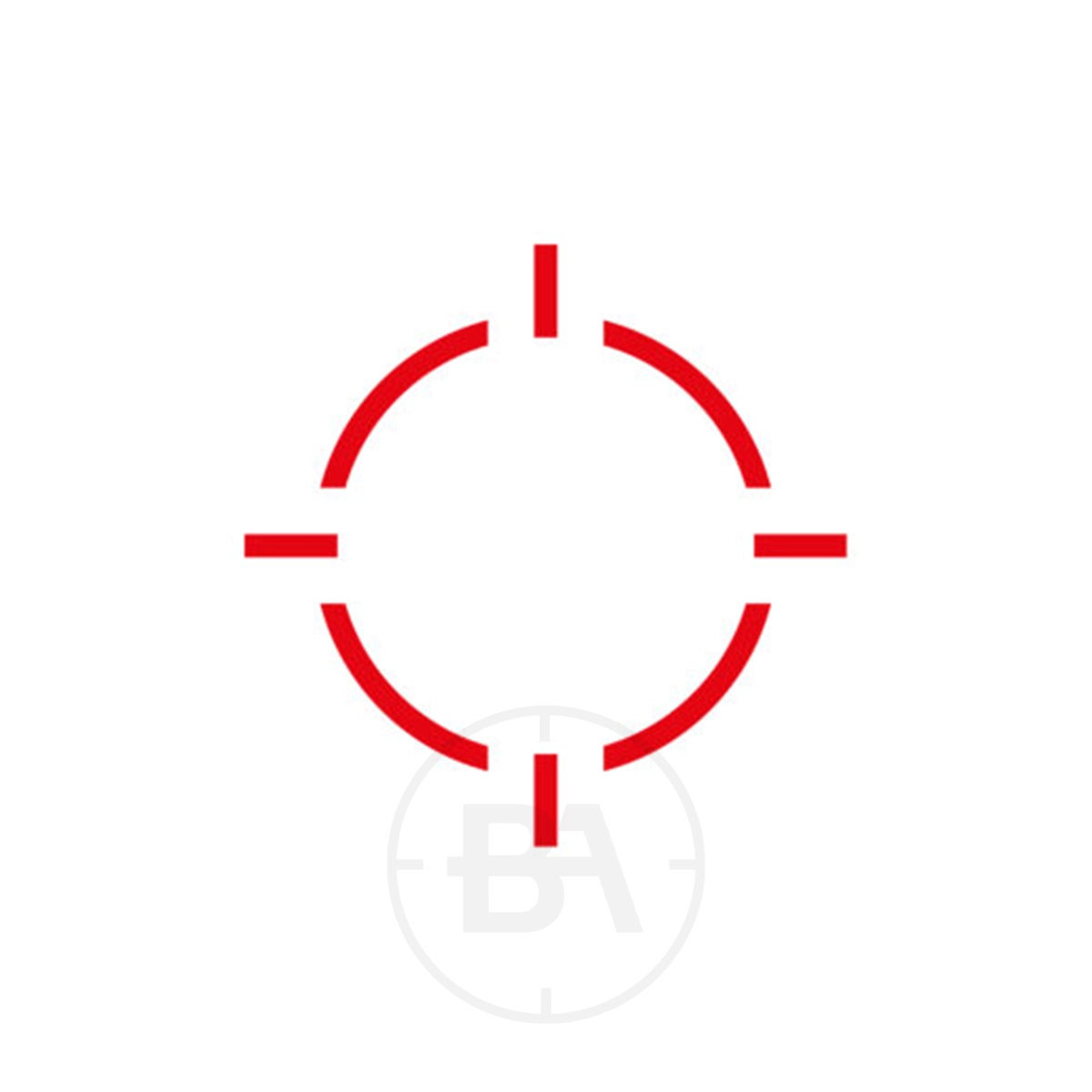 Anschütz Optics Reflex Pro Small Red Dot Sight With Weaver Mount 4 A minimal red crosshair with four gaps, inspired by the Anschütz Optics Reflex Pro Small Red Dot Sight, centred on a white background.