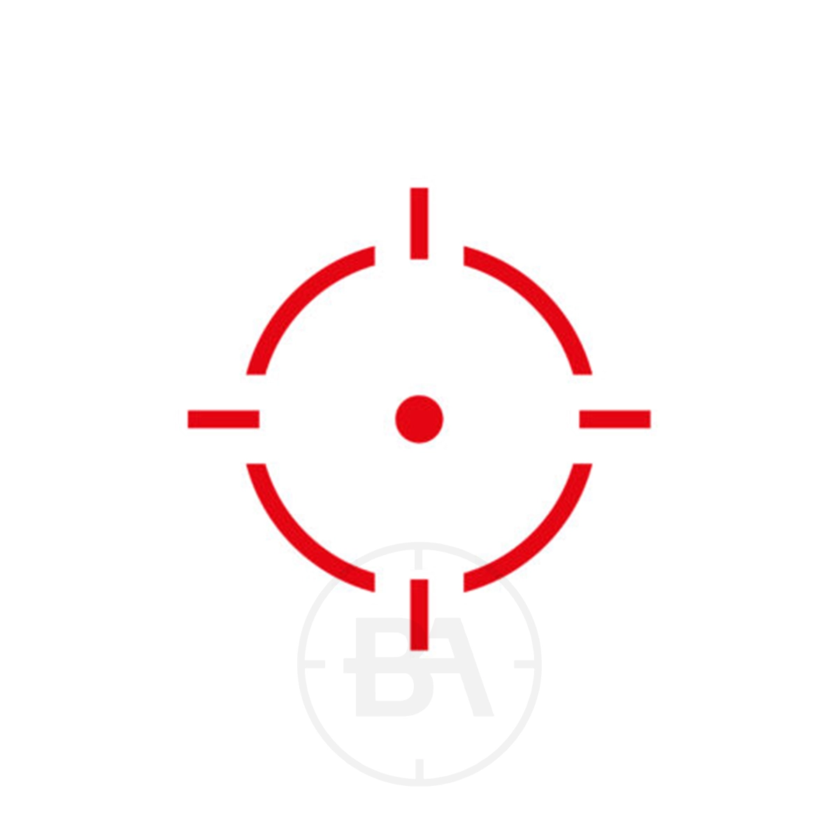 Anschütz Optics Reflex Pro Small Red Dot Sight With Weaver Mount 3 A red crosshair icon with a central dot on a white background, resembling the Anschütz Optics Reflex Pro Small Red Dot Sight's precise target or aiming symbol.