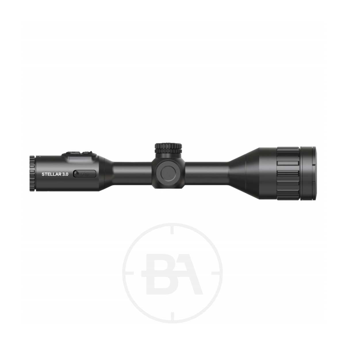 HIKMICRO Stellar 3.0 SQ50L Thermal Imaging LRF Rifle Scope 11 A HIKMICRO Stellar 3.0 SQ50L Thermal Imaging LRF Rifle Scope in black, featuring adjustment dials and an optional LRF function, displayed against a white background.
