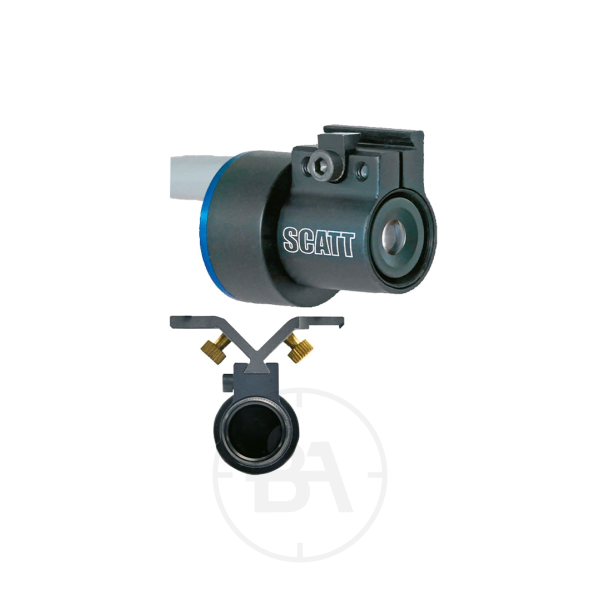 SCATT Basic Electronic Trigger 1 The Gehmann 162 SCATT Basic Electronic Trigger is a compact optical sensor device, shown from two angles, with a lens and adjustment knobs, offering functionality similar to that of the SCATT Basic.