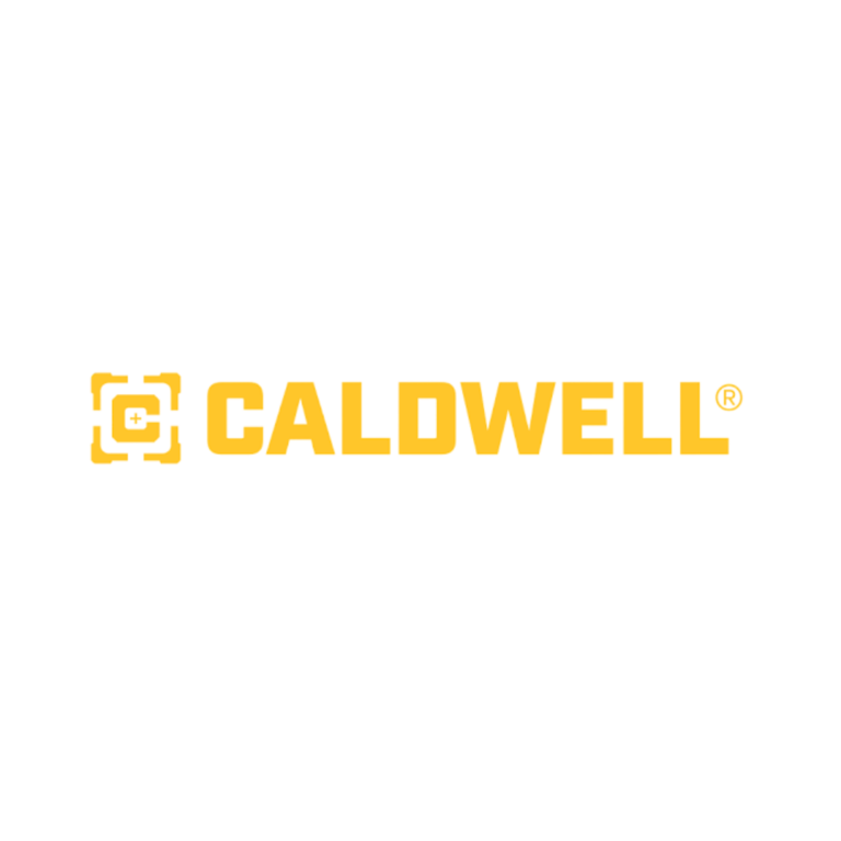 Yellow Caldwell logo with a stylised target icon on the left and bold, uppercase "CALDWELL" text to the right on a light grey background.