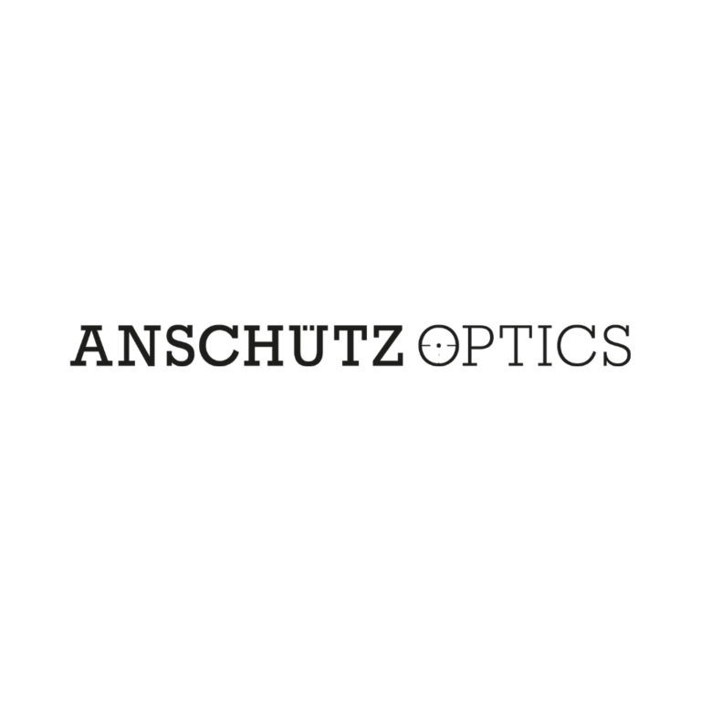 The logo shows the words "ANSCHÜTZ OPTICS" in black capital letters, with the "O" in "OPTICS" designed as a rifle scope reticle. The design is simple with a white background.