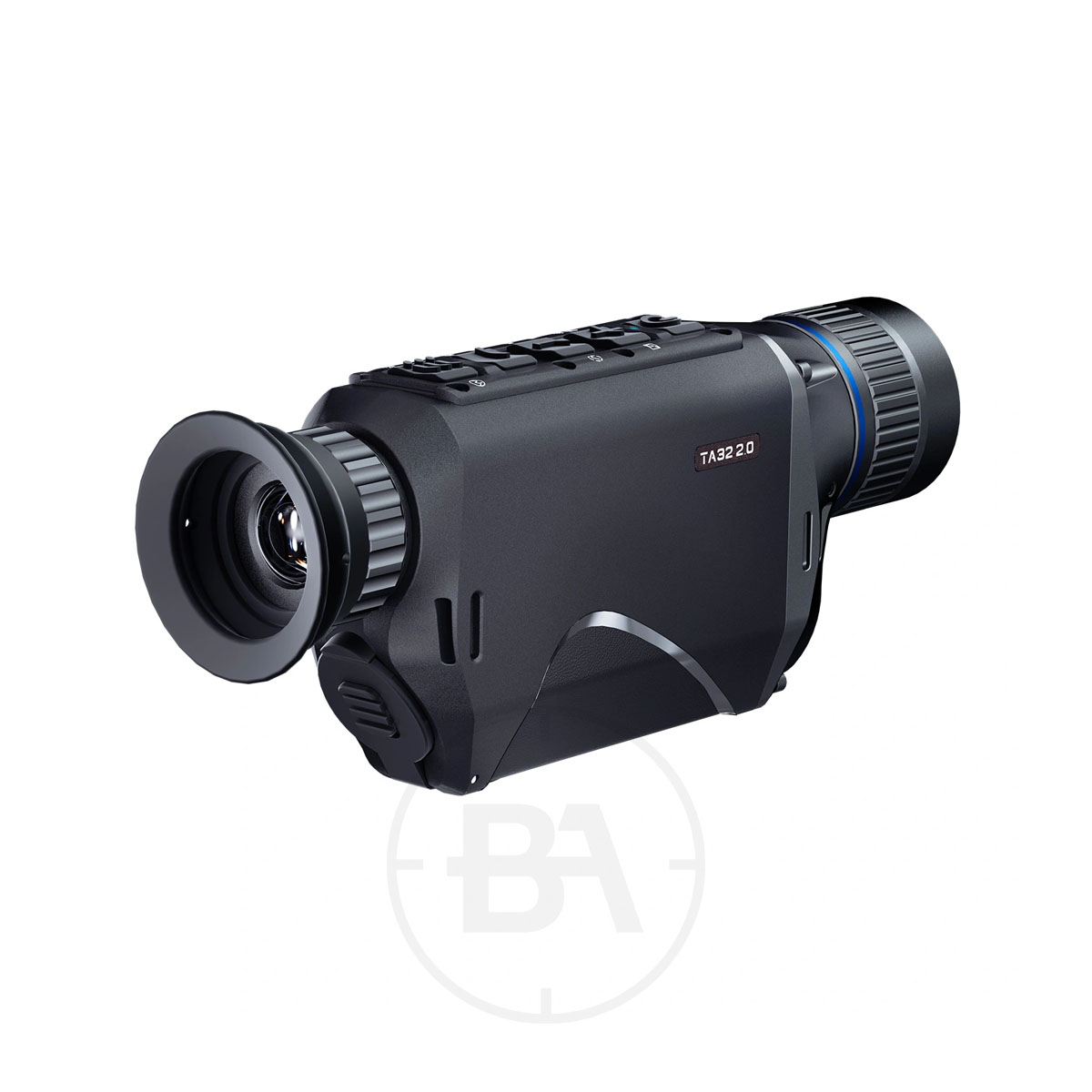 PARD TA32 2.0 Thermal Monocular 2 The compact black PARD TA32 2.0 Thermal Monocular features a textured grip, left eyecup, right lens, control buttons on top, and a "TA3220" label on the side.