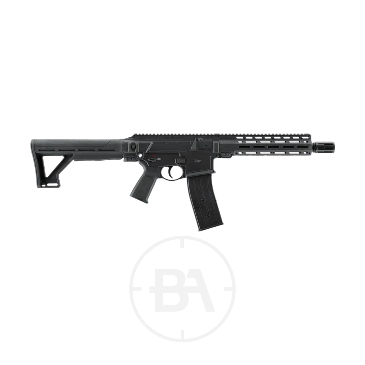 Umarex T4E TC 68 CO2 Paintball Rifle 1 The Umarex T4E TC68 CO2 Paintball Rifle, shown in side profile on a white background, features a black modern design with semi-automatic action, adjustable stock, pistol grip, and an extended handguard rail.