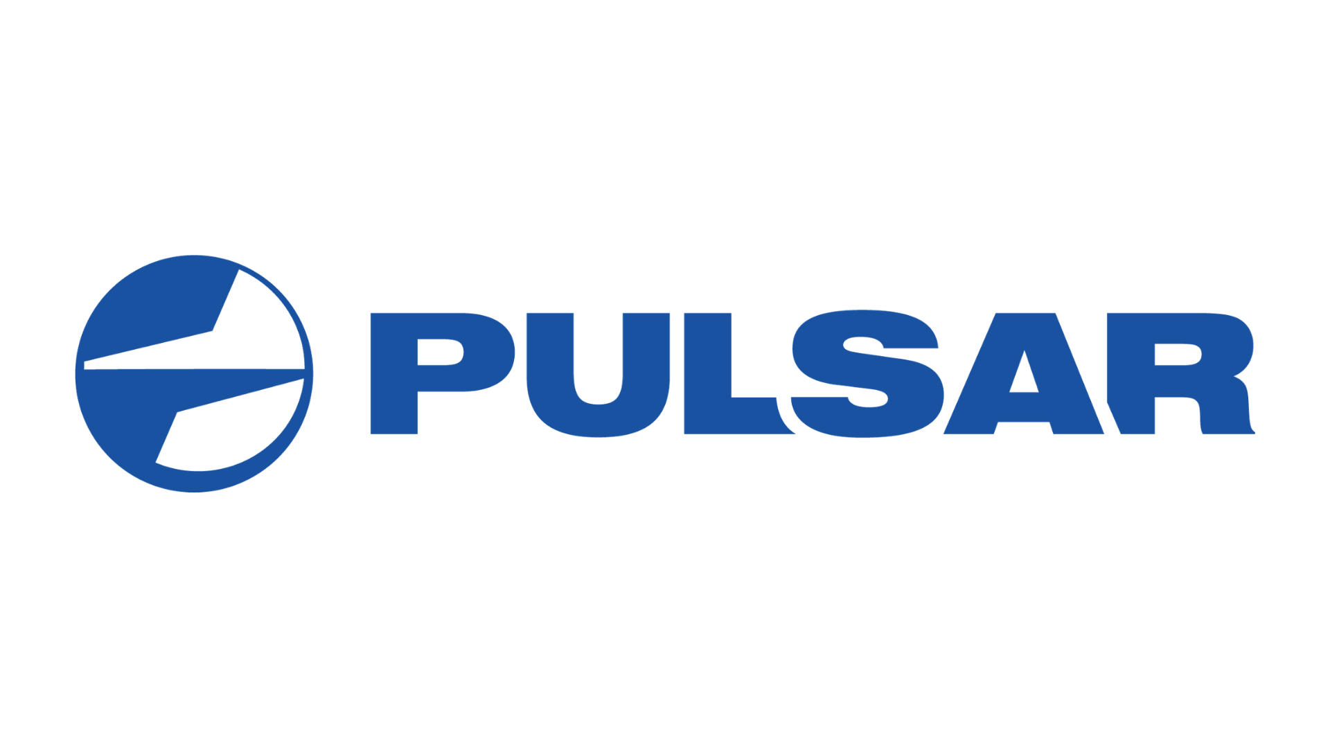 Blue logo with the word "PULSAR" in bold capital letters next to a circular graphic split diagonally, both on a white background.